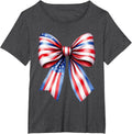 Patriotic USA Bow Tee for July 4th & Memorial Day T-Shirt - Dark Heather Grey