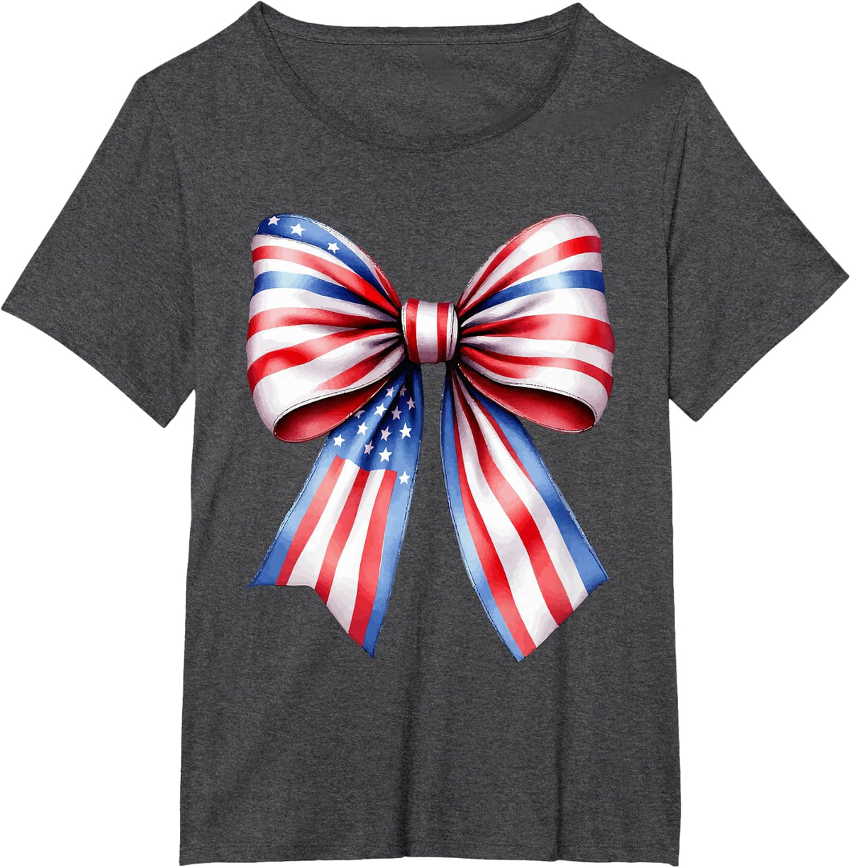 Patriotic USA Bow Tee for July 4th & Memorial Day T-Shirt - Dark Heather Grey