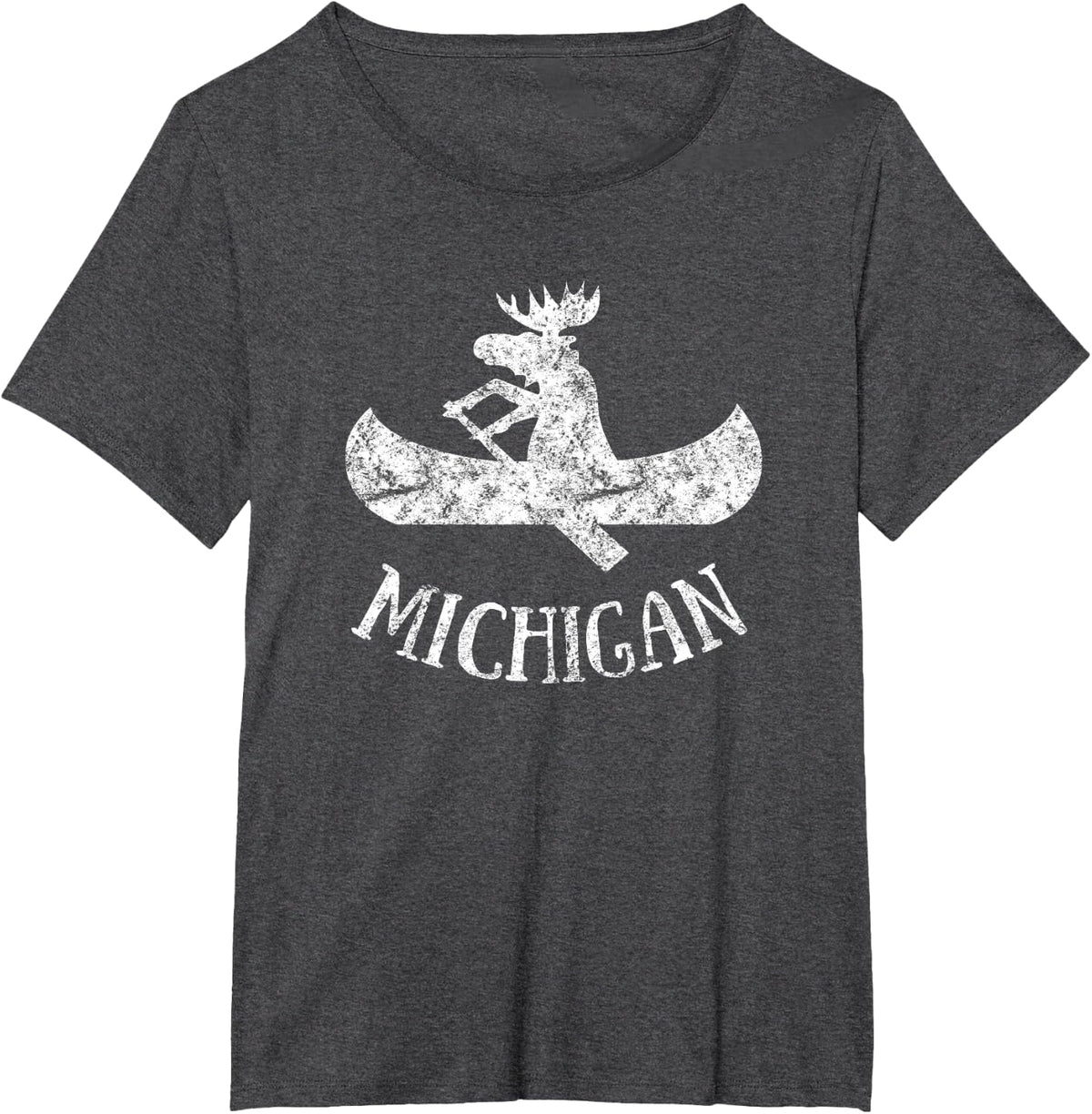 Michigan Moose Shirt Funny Moose Canoe for Yoopers T-Shirt - Dark Heather Grey