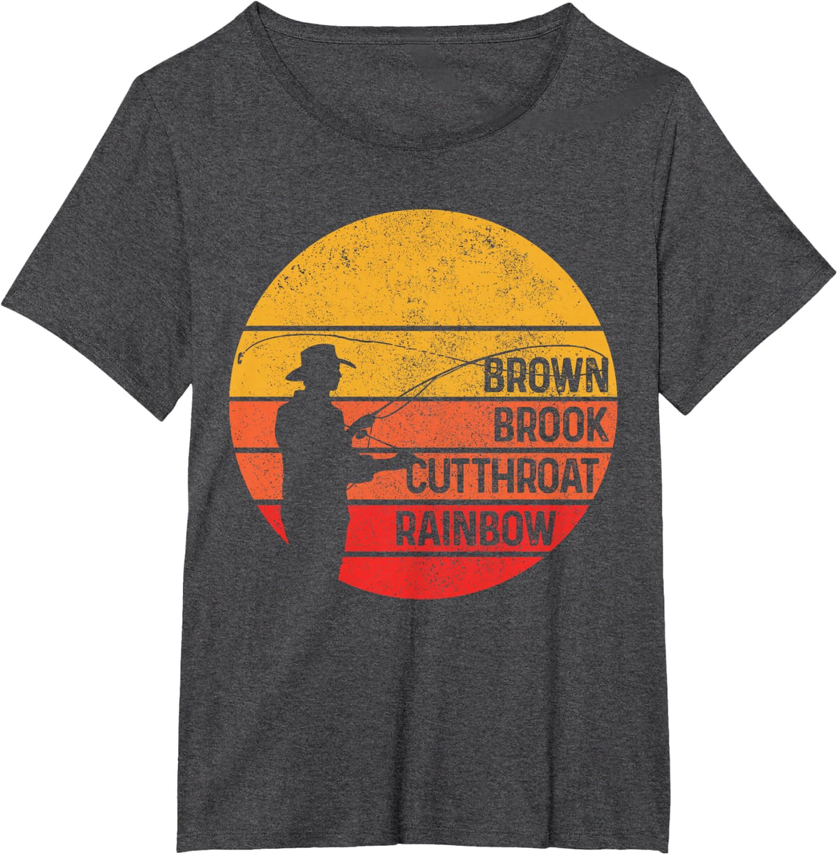 Fly Fishing Vintage Brown Brook Rainbow Trout Fisherman Gift T-Shirt - Dark Heather Grey