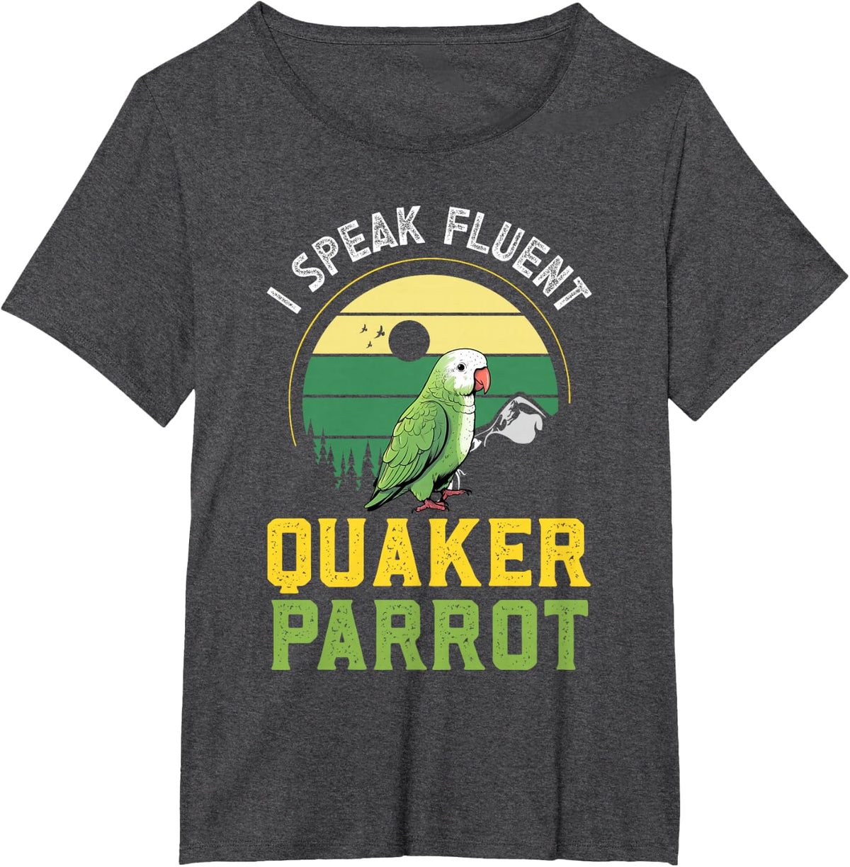 Quaker Parrot Gifts Unisex-Adults Black Small Classic Fit Polyester 100% Short Sleeve T-Shirt - Dark Heather Grey
