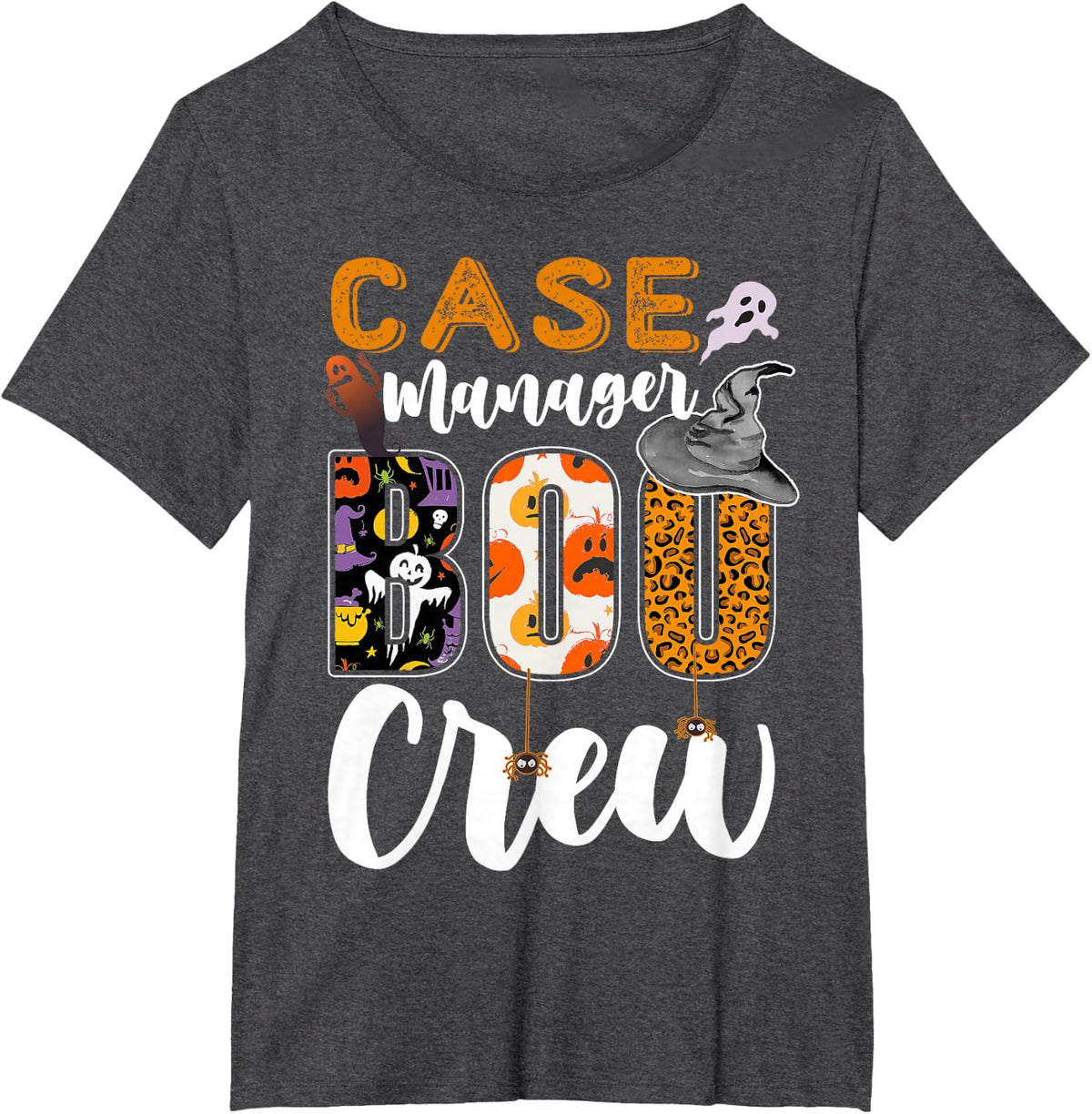 Case Manager Boo Crew Halloween Matching Social Services T-Shirt - Dark Heather Grey