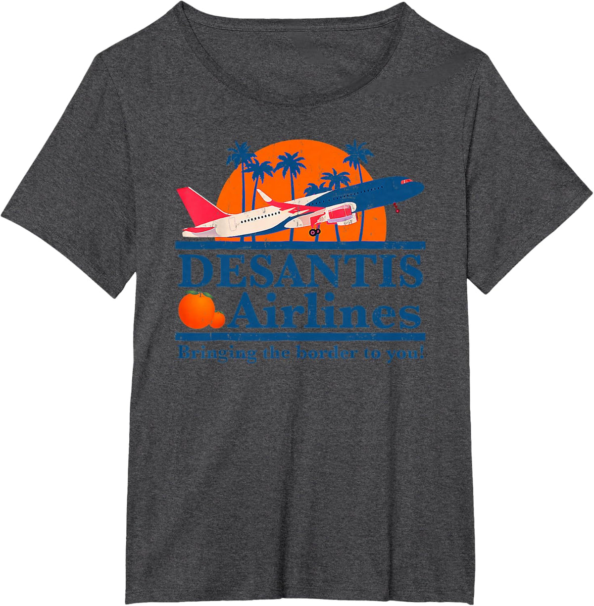 DeSantis Airlines Funny Political Meme Ron DeSantis Governor T-Shirt - Dark Heather Grey