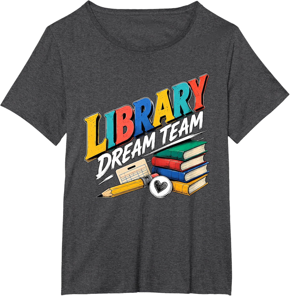 Library Dream Team School Librarian T-Shirt - Dark Heather Grey