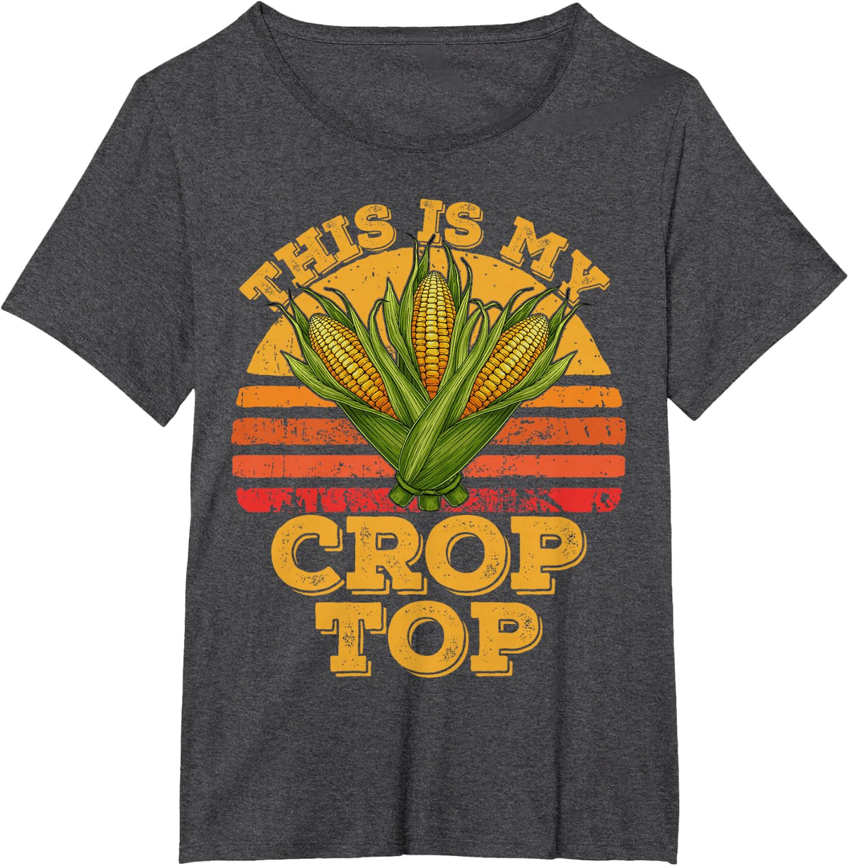 This Is My Crop Top Funny Farmer Farming Corn Lover Retro T-Shirt - Dark Heather Grey