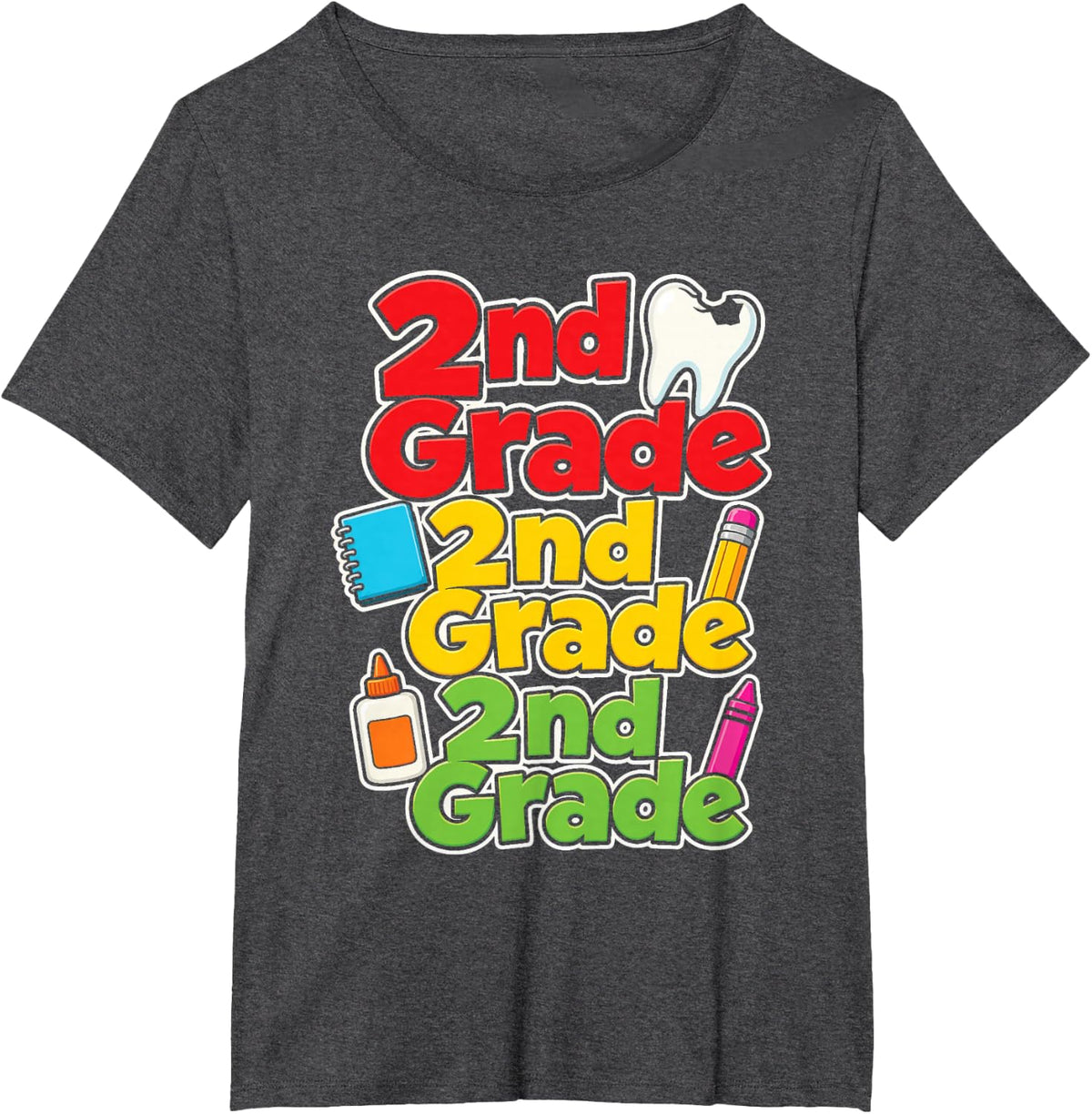 2nd Grade Second Grader Elementary School First Day T-Shirt - Dark Heather Grey