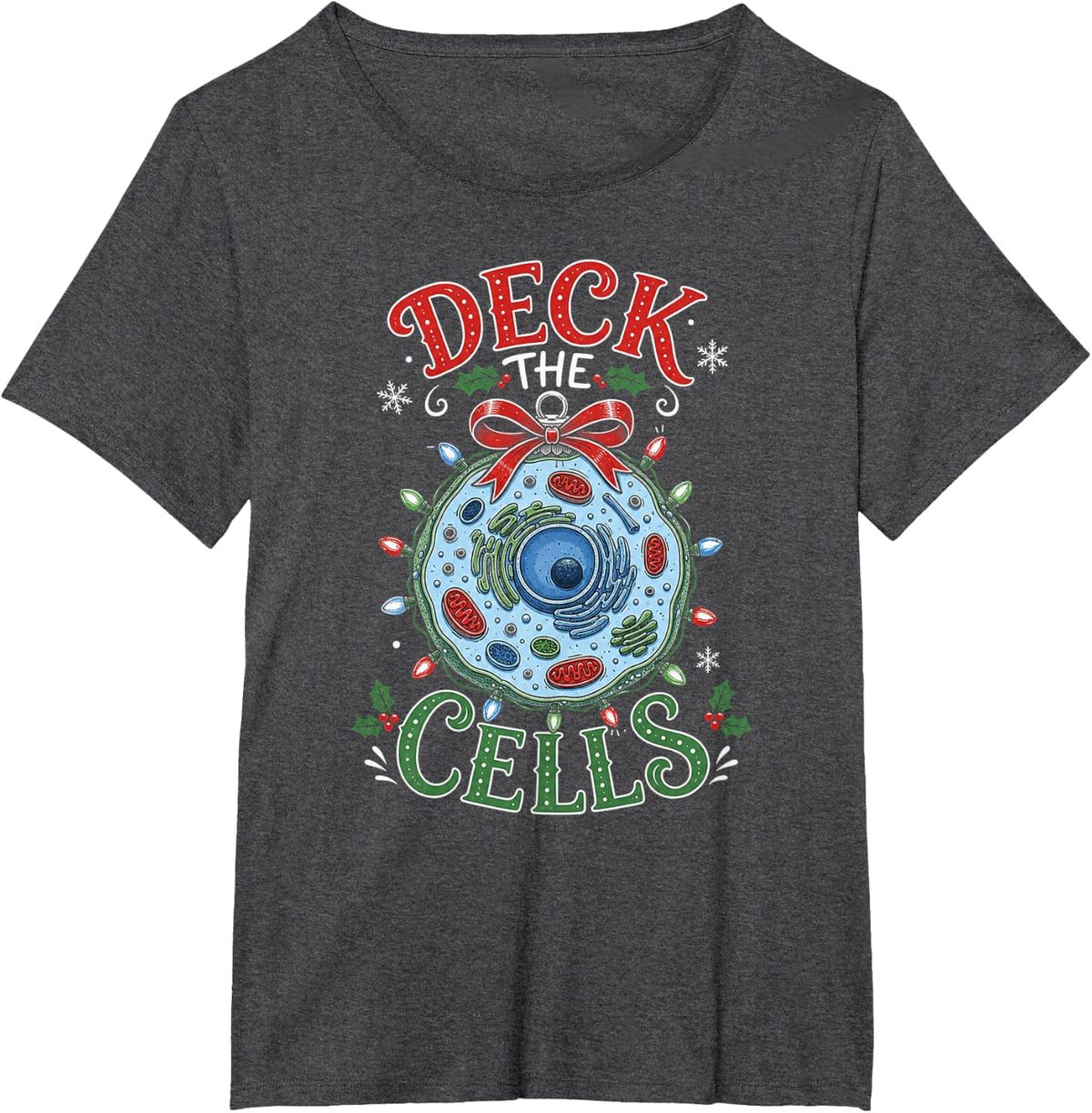 Biologist Christmas Animal Cell T-Shirt - Dark Heather Grey