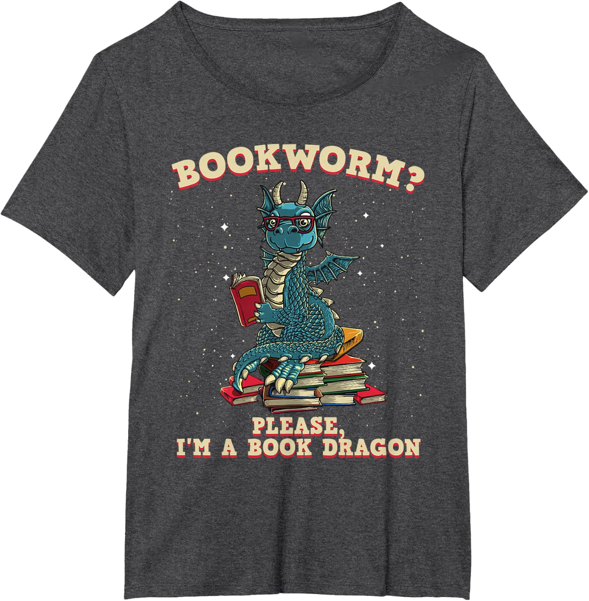 Funny Bookworm Gift for Men Women Book Dragon Reader Library T-Shirt - Dark Heather Grey