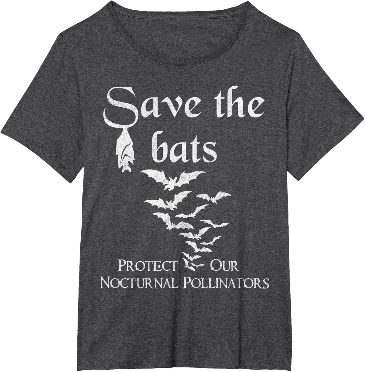 Bat biology Save the bats Protect our nocturnal pollinators T-Shirt - Dark Heather Grey