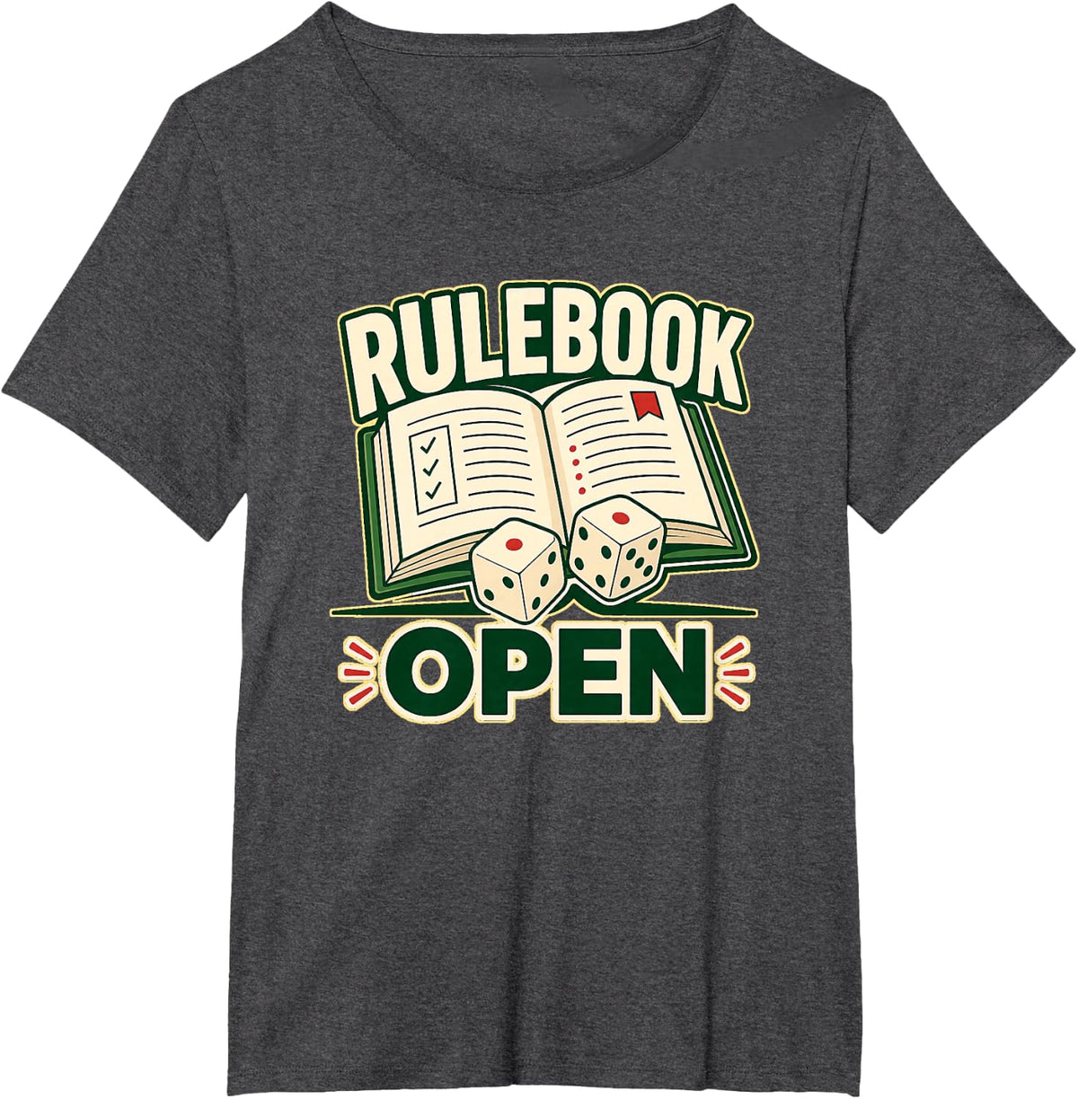 RULEBOOK Open Dice Tabletop Night T-Shirt - Dark Heather Grey