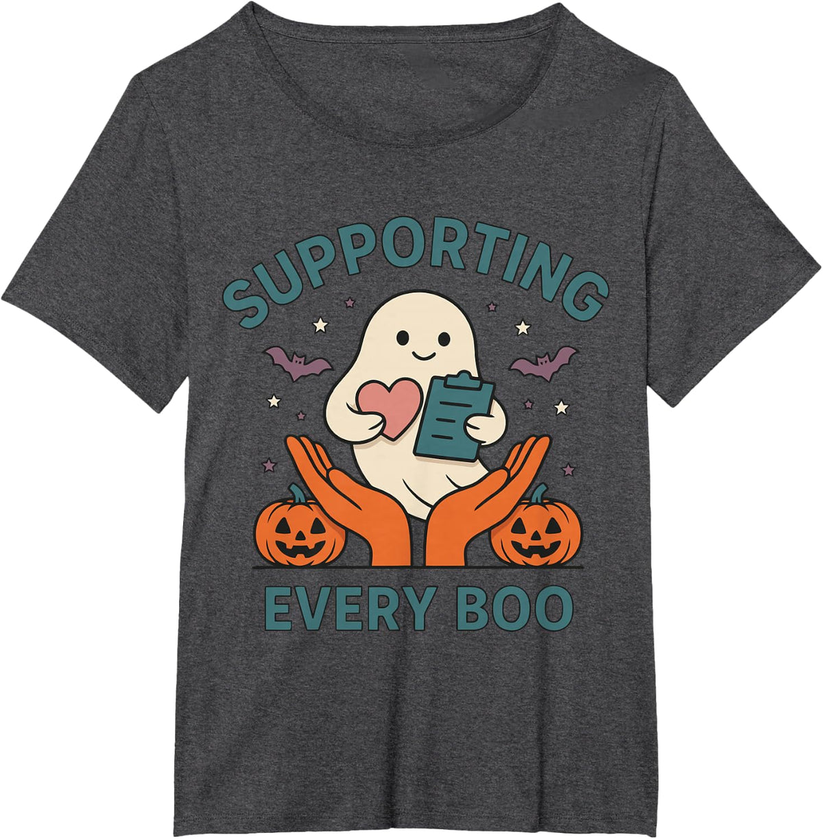 Halloween Social Worker - Supporting Every Boo T-Shirt - Dark Heather Grey