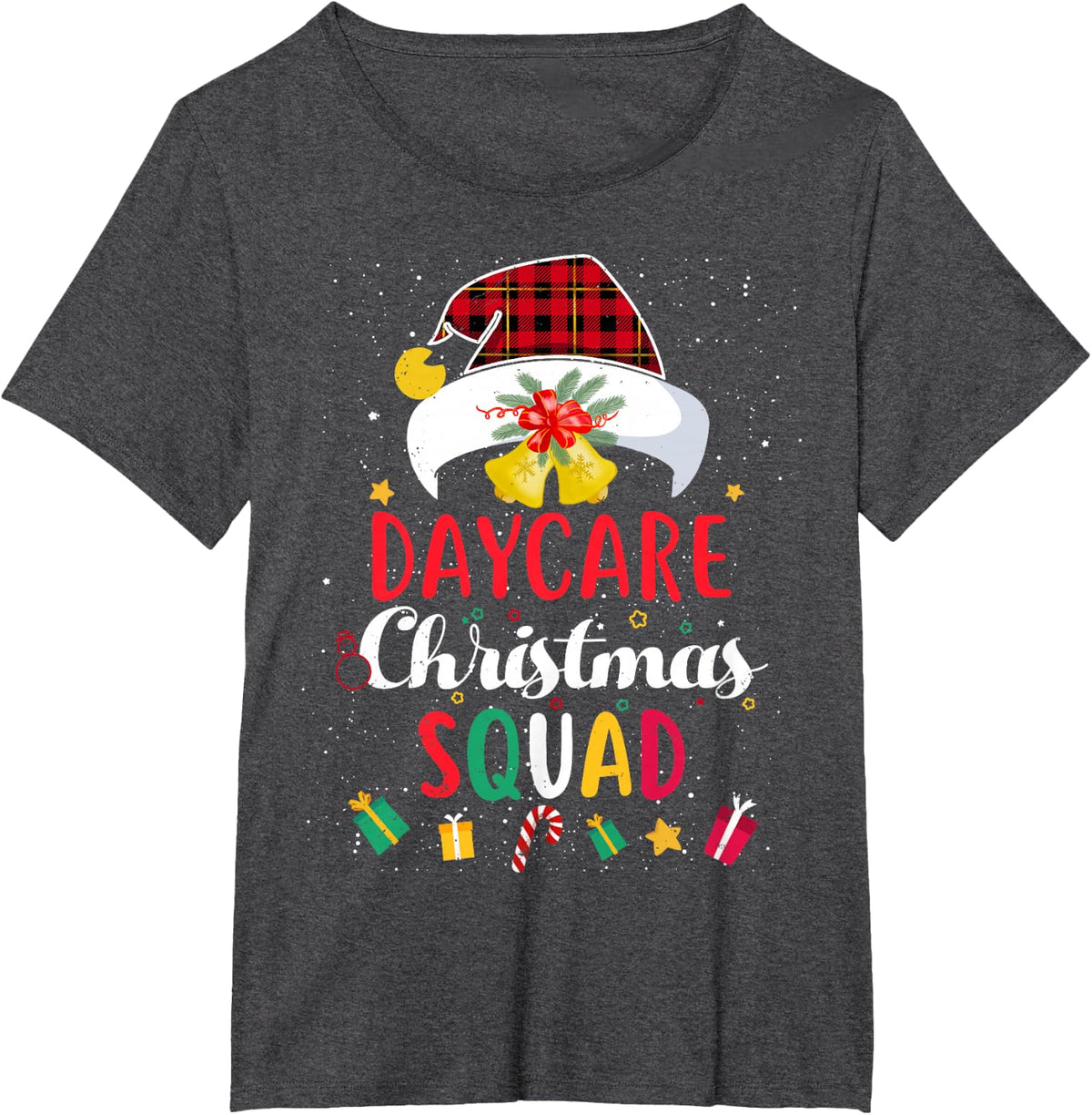 Daycare Christmas Squad Santa Hat Daycare Provider Match T-Shirt - Dark Heather Grey