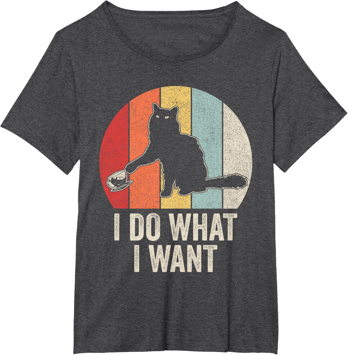 Retro I Do What I Want Cat Shirt Cat Lover Owner Gift Funny T-Shirt - Dark Heather Grey