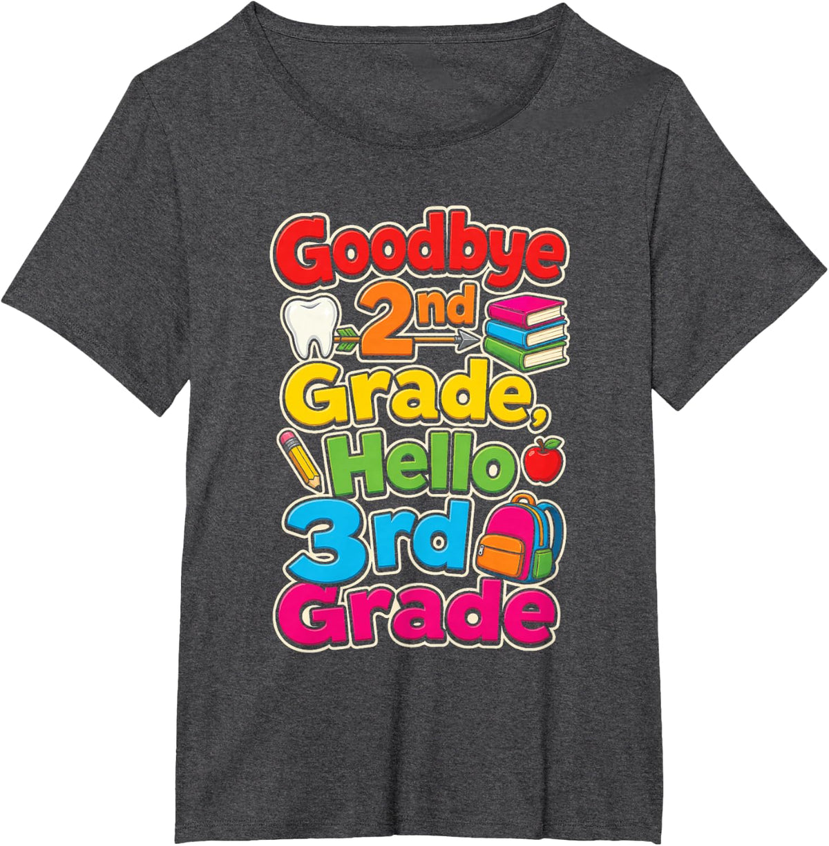 2nd Grade Goodbye Hello 3rd Elementary School Moving Up Day T-Shirt - Dark Heather Grey