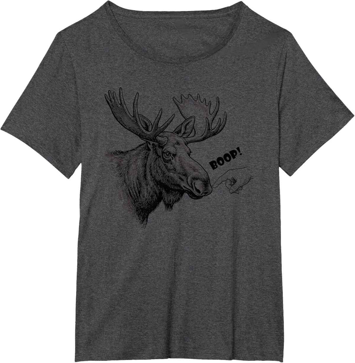 Funny Moose Boop Nose Wildlife Elks Nature Graphic T-Shirt - Dark Heather Grey