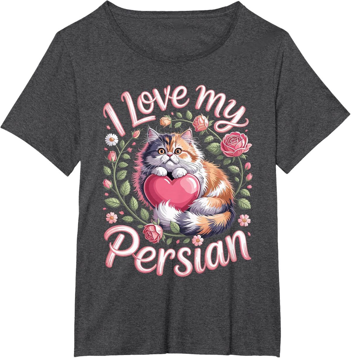 I Love My Persian Cat Lover Owner Fluffy Cat T-Shirt - Dark Heather Grey