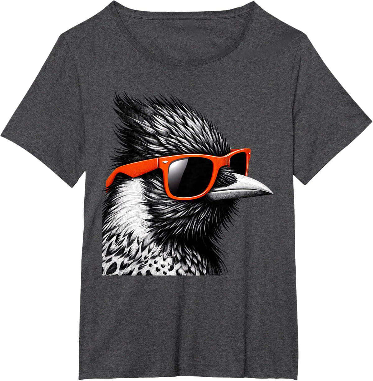 Cool Oriole Bird Wearing Sunglasses Graphic Art T-Shirt - Dark Heather Grey