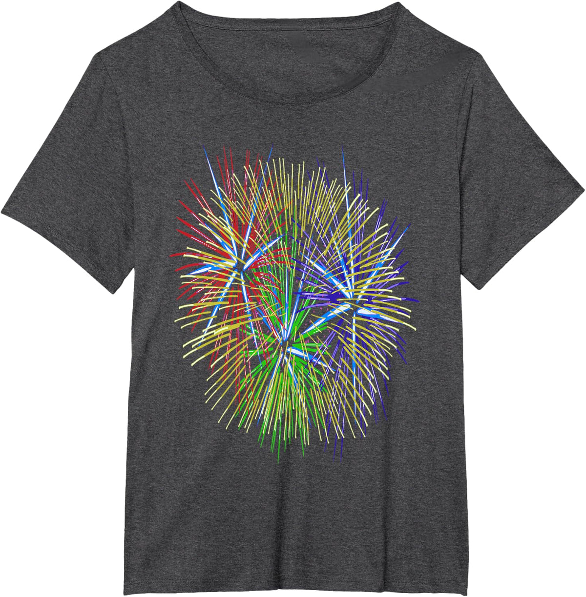 Light Up The Night Sky Colorful Fireworks Celebrations T-Shirt - Dark Heather Grey