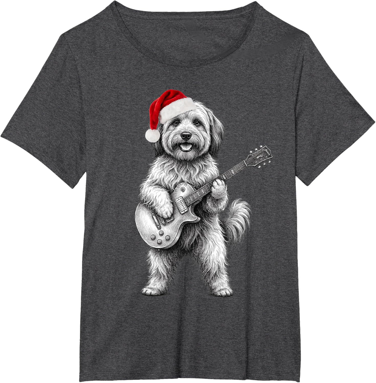 Havanese Guitar Player Christmas Band T-Shirt - Dark Heather Grey