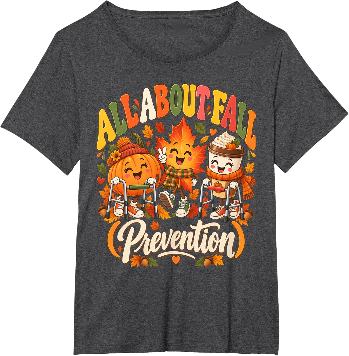 Nurse Fall Prevention PT OT Autumn Humor T-Shirt - Dark Heather Grey