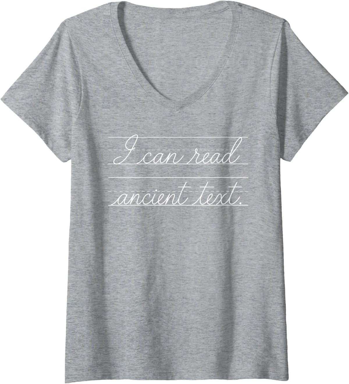 Women's I Can Read Ancient Text Librarian School V-Neck T-Shirt - Heather Grey