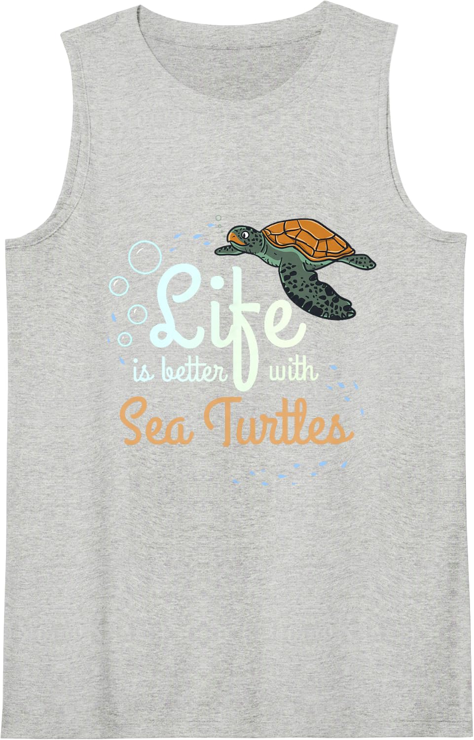 Life is Better with Sea Turtles Sleeveless Tank Top - Heather Grey