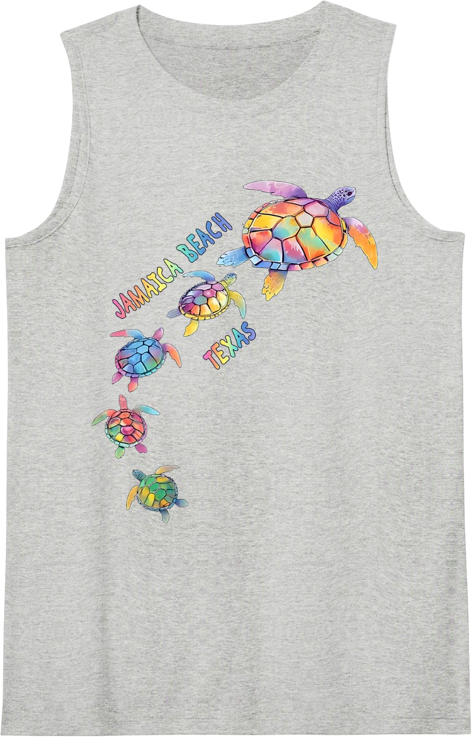 Jamaica Beach Galveston Island Texas Sea Turtle Lover Beach Sleeveless Tank Top - Heather Grey