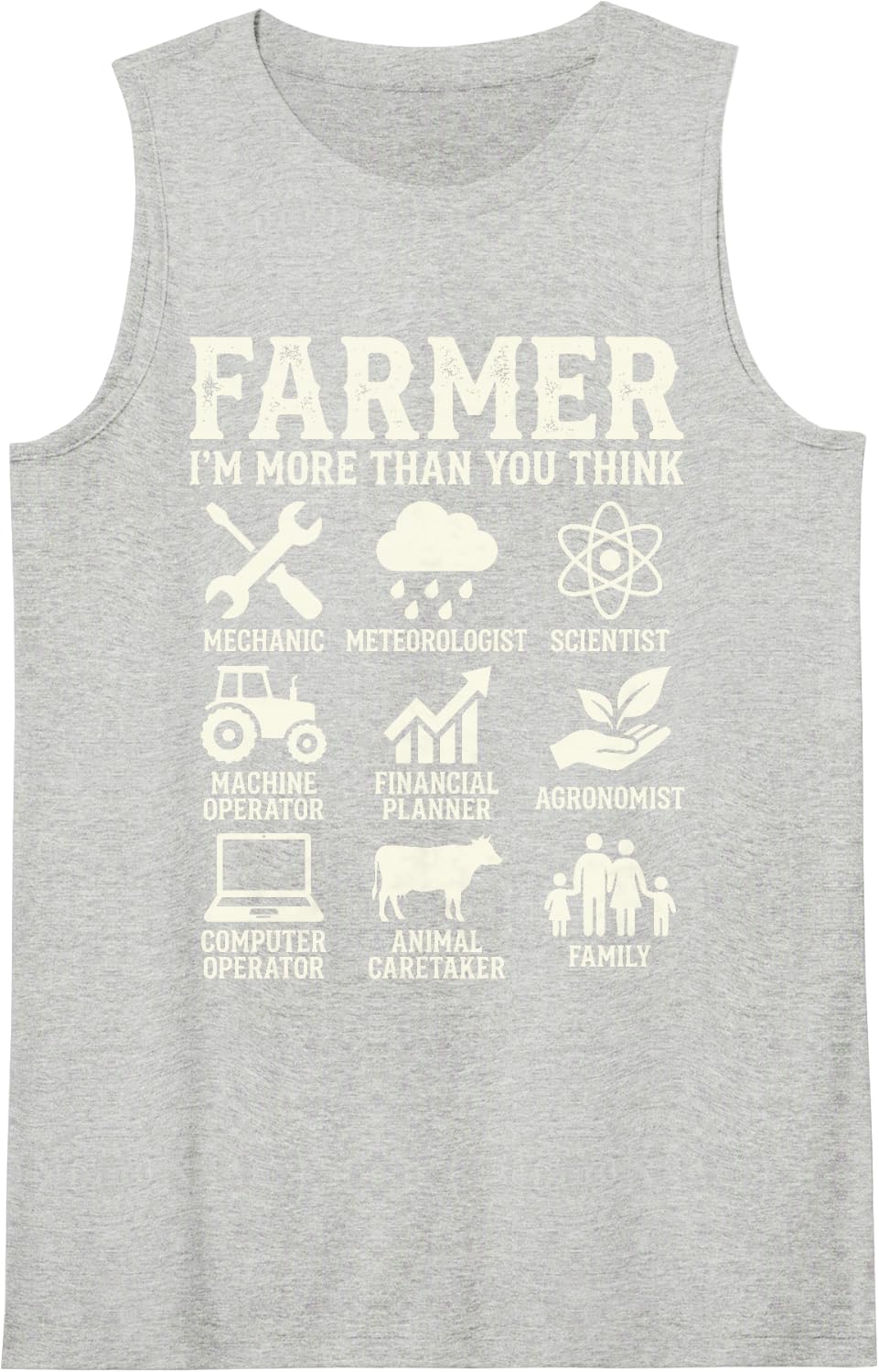 Farmer I’m More Than You Think Mechanic Agronomist Tractor Sleeveless Tank Top - Heather Grey