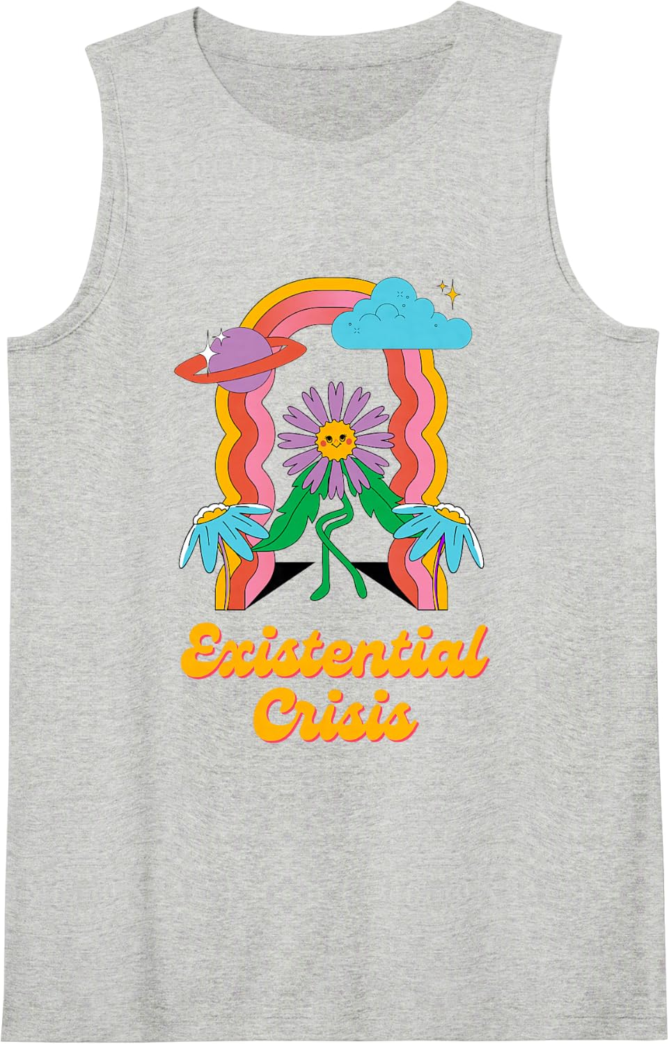 Existential Crisis Retro Toon Existentialism Philosophy Sleeveless Tank Top - Heather Grey