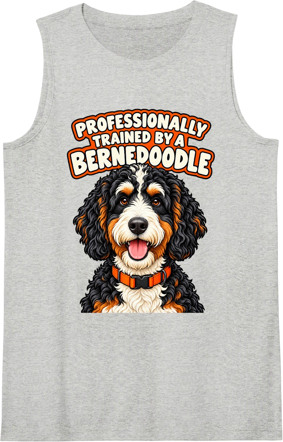 Professionally Trained By A Bernedoodle Dog Mom Doodle Funny Sleeveless Tank Top - Heather Grey