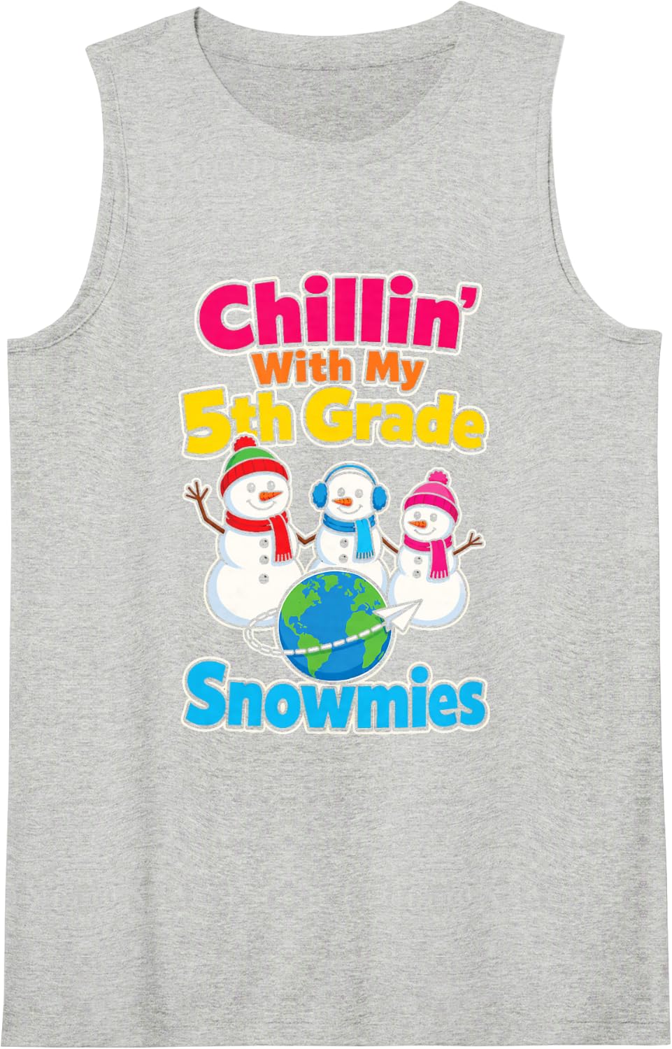 5th Grade Chillin' with My Snowmies Winter Crew Sleeveless Tank Top - Heather Grey