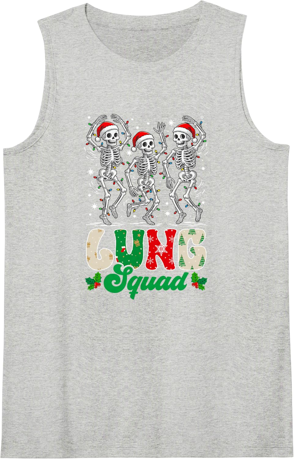 Lung Squad Christmas Respiratory Therapist Xmas RT Crew Sleeveless Tank Top - Heather Grey