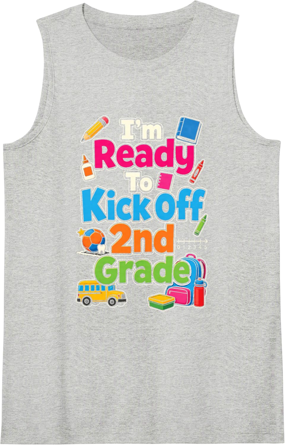 2nd Grade Soccer I'm Ready to Kick Off First Day Sleeveless Tank Top - Heather Grey