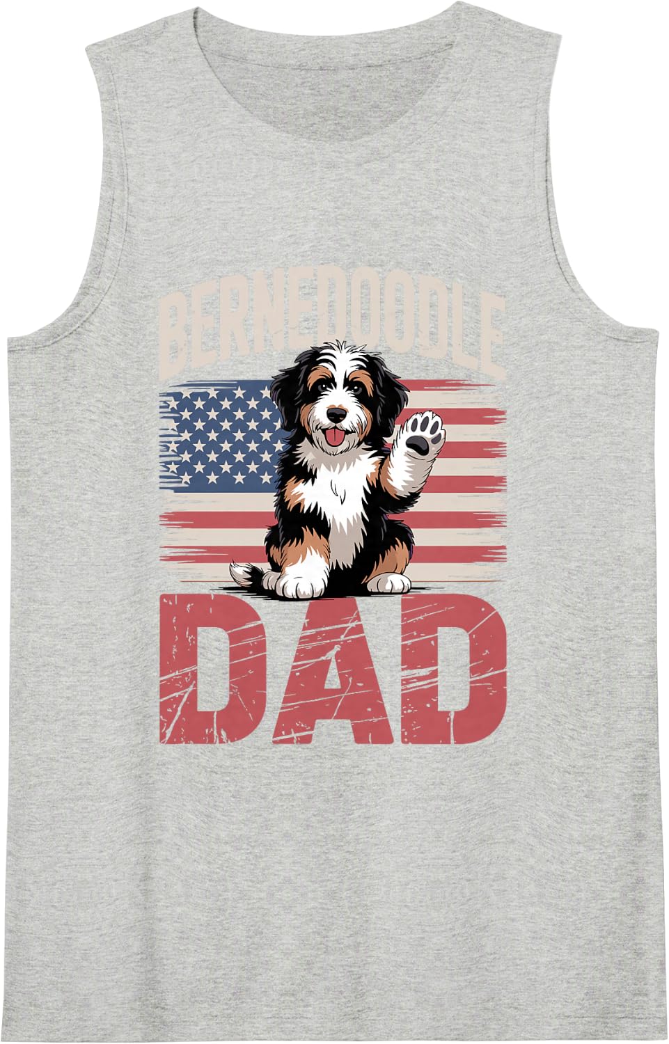 Funny Bernedoodle Dad Art for Men Boys Dad Bernedoodle Owner Sleeveless Tank Top - Heather Grey