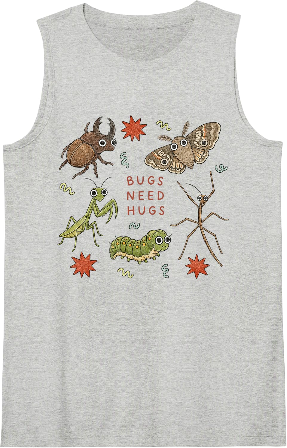 Bugs Need Hugs Insect Science Teacher Love The Unloved Sleeveless Tank Top - Heather Grey