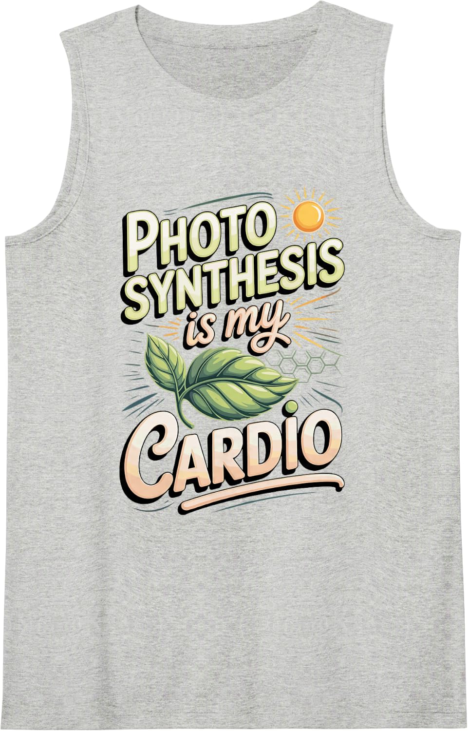 Photosynthesis is My Cardio Biology Science Pun Sleeveless Tank Top - Heather Grey
