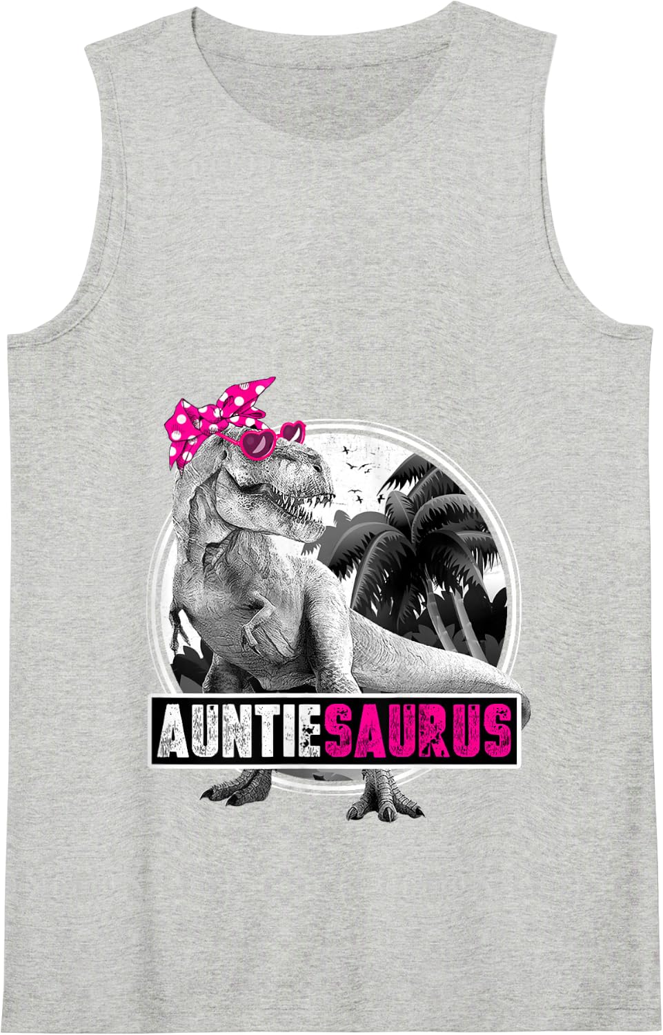 Auntiesaurus T-Rex Dinosaur Auntie Dinosaur Tank Top - Heather Grey