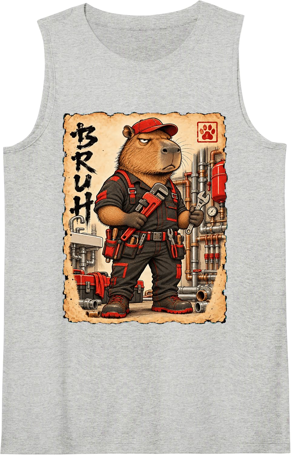 Sanitary Mechanic Carpenter Craftsman Carpenters Capybara Sleeveless Tank Top - Heather Grey