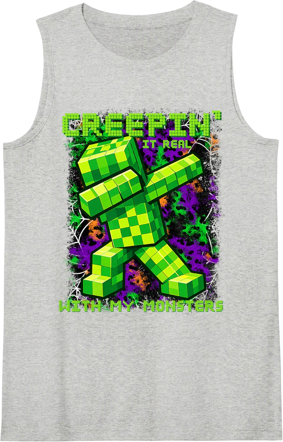 Creepin It Real 5th Grade Video Gamer Halloween Teacher Sleeveless Tank Top - Heather Grey