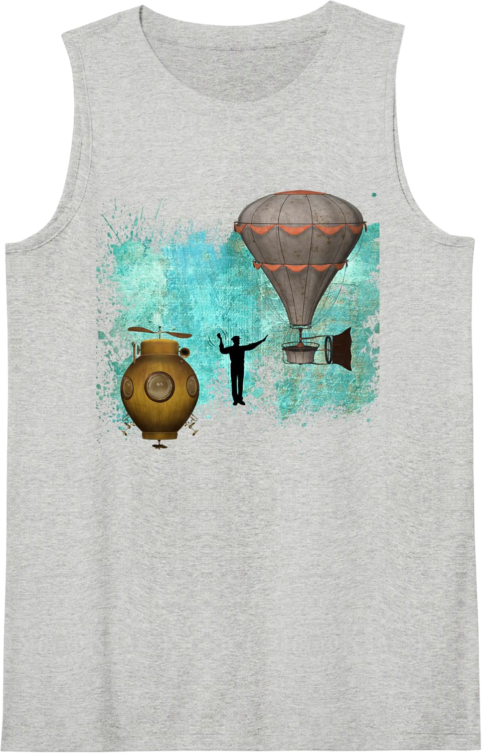 Steampunk Air Ships Anti-Grav Flight Traffic Ladder Sleeveless Tank Top - Heather Grey