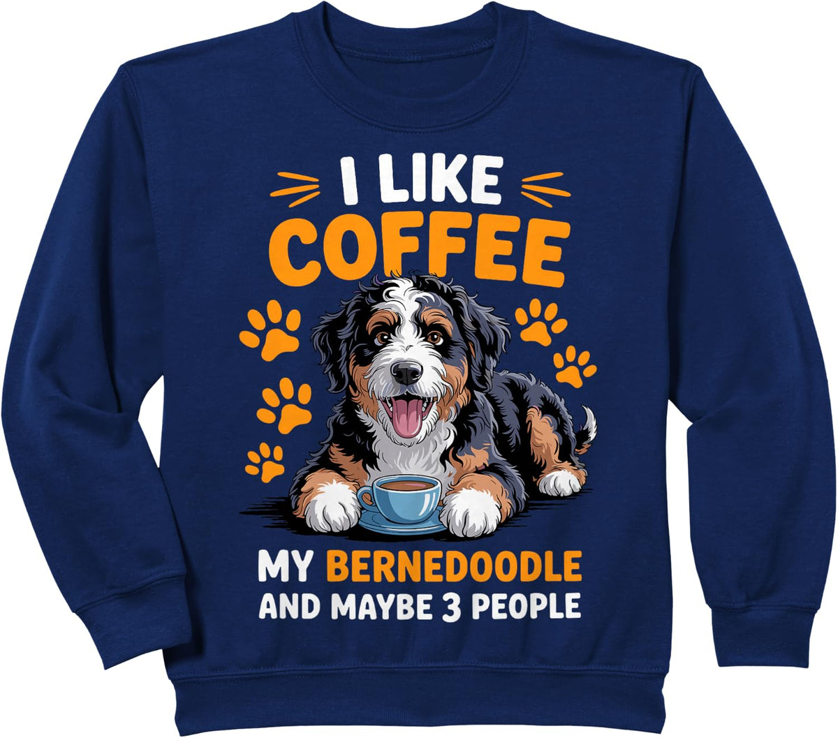 Funny Bernedoodle Art For Men Women Bernedoodle Dog Lover Sweatshirt - Navy Blue