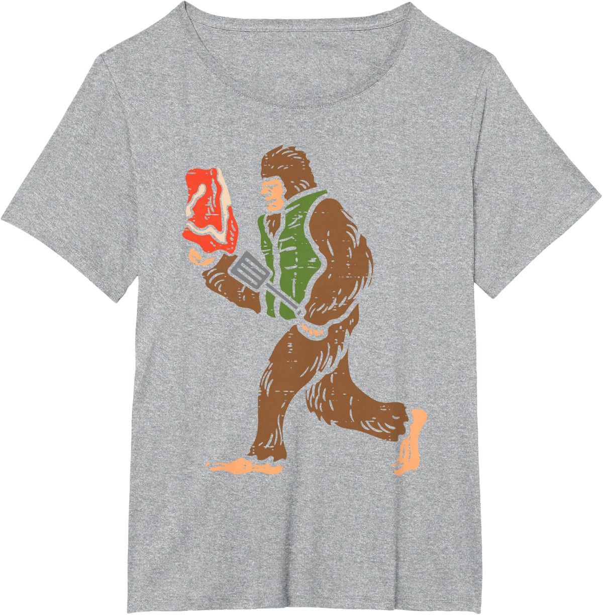 Bigfoot Barbecue Bbq Sasquatch Meat Grilling Women Men Kids T-Shirt - Heather Grey