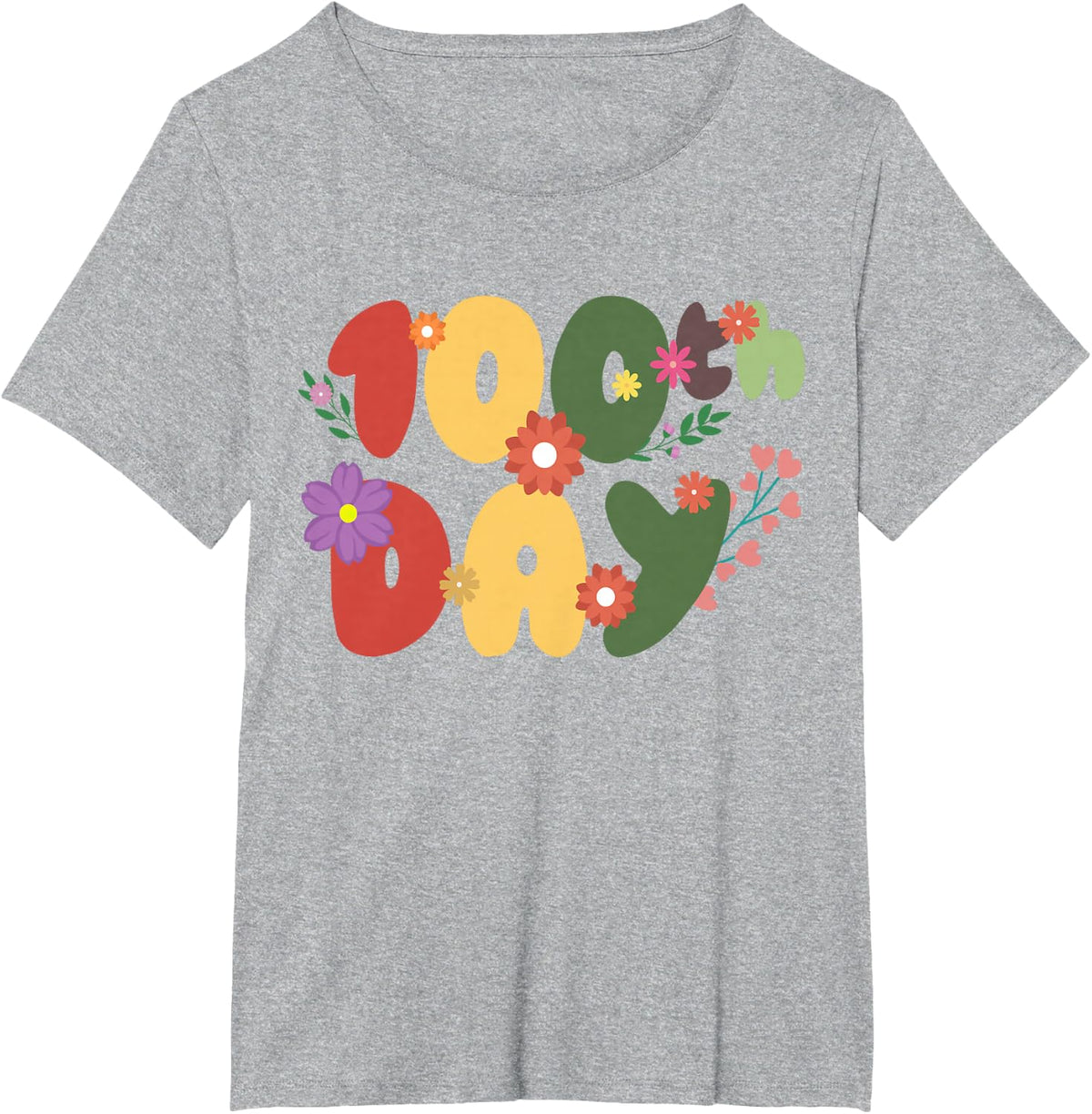 100th Day of School Growing Boho Flowers for Men Women Kids T-Shirt - Heather Grey