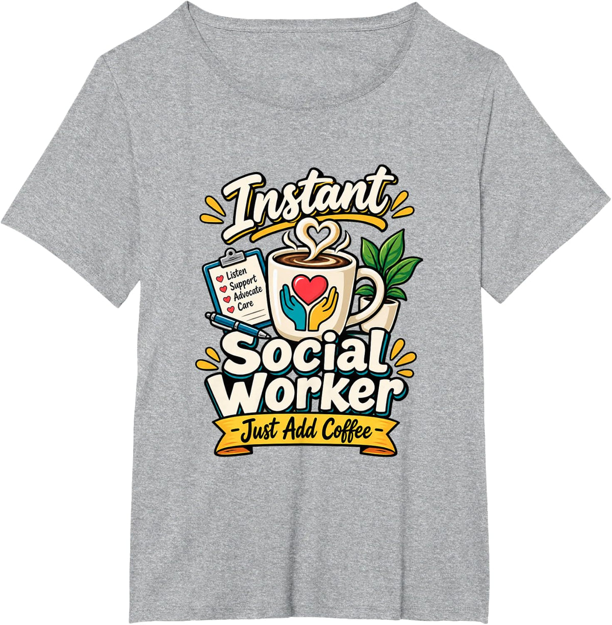 Social Worker Coffee Human Services Team T-Shirt - Heather Grey