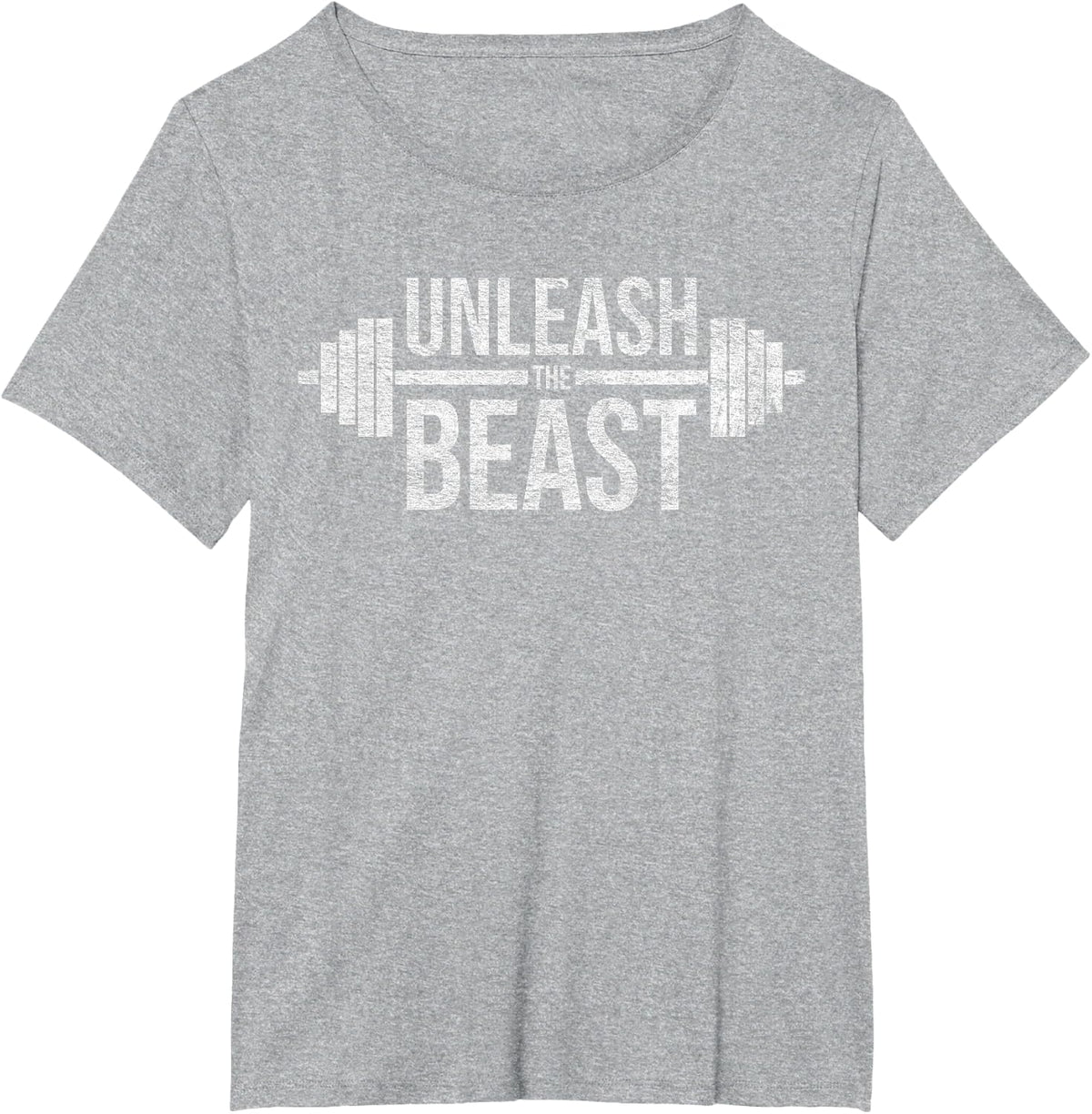 Unleash THE Beast Barbell Weight Lifter Workout Training T-Shirt - Heather Grey