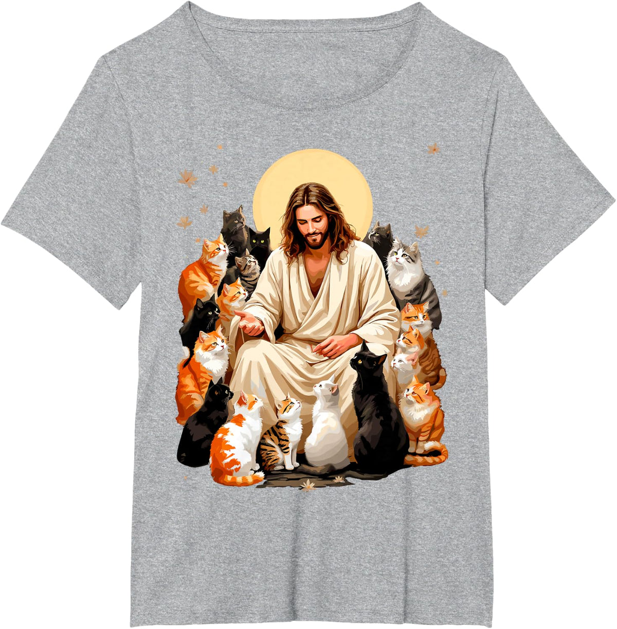 Cats & Jesus Christ Tee Kitty Lover Bible Reader Christian T-Shirt - Heather Grey