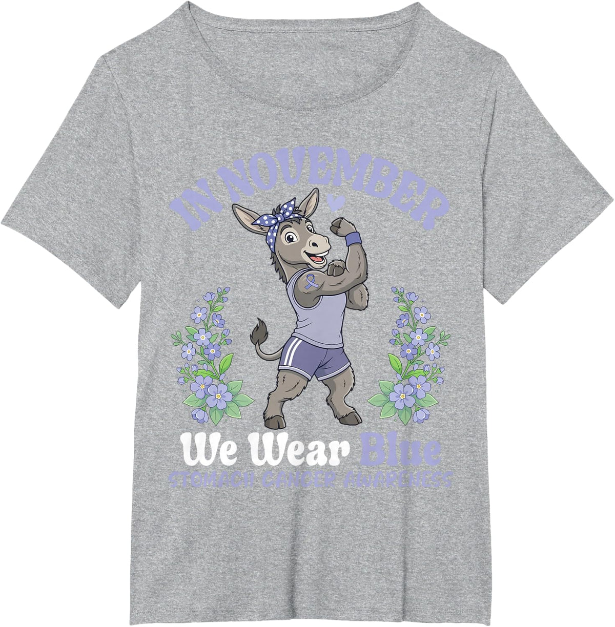 in November We Wear Blue Stomach Cancer Awareness Month Goat T-Shirt - Heather Grey