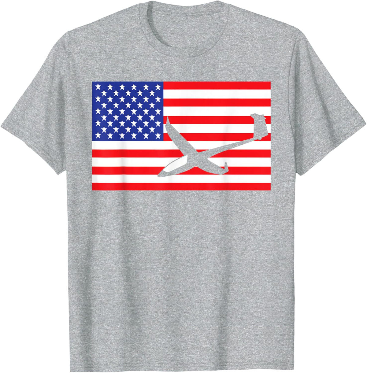 Gliding Airplanes USA American Flag Pilot Glider 4th Of July Women Kids Men T-Shirt - Heather Grey