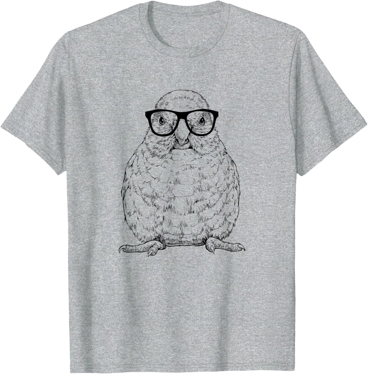 Hipster Parrotlet in Nerd Glasses Bird Pet Animal T-Shirt - Heather Grey