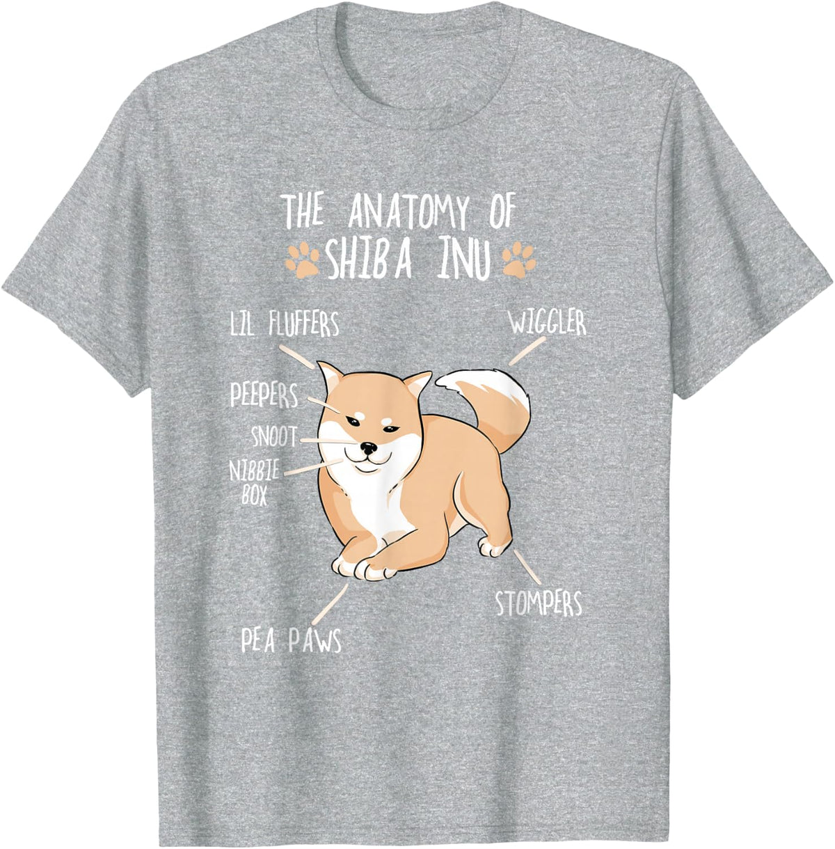 The Anatomy Of A Shiba Inu Funny Japanese Dog T Shirt T-Shirt - Heather Grey